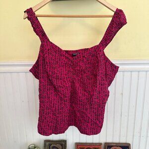 Torrid Womens 2X Pink & Black Chevron Print Sleeveless Smocked Back Top